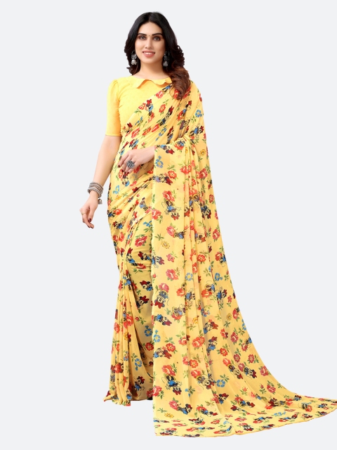 

KALINI Orange & Blue Floral Saree