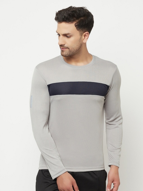 

ELEGANCE Men Grey & silver cloud Striped T-shirt