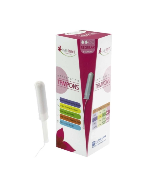 

everteen Regular Applicator Tampons for Periods - 1 Pack (8pcs) For Light To Moderate Flow, White