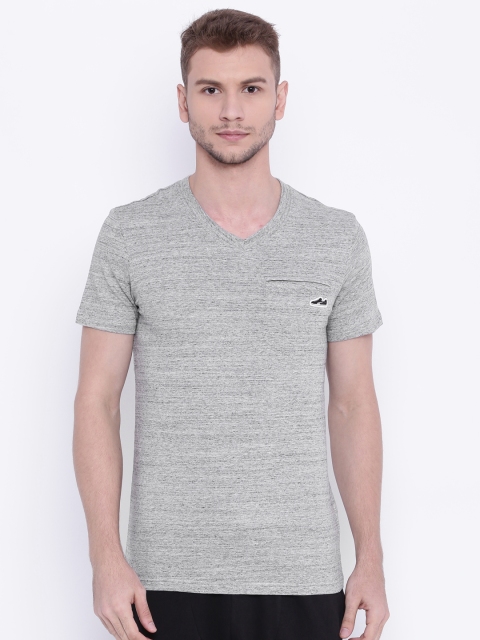 

Puma Men Grey Melange Suede Pocket V-Neck T-shirt