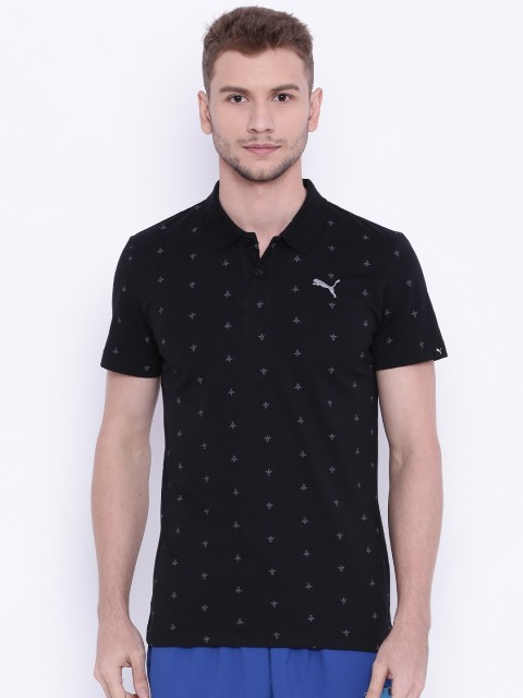 

Puma Men Black Printed Slim Fit Polo T-shirt
