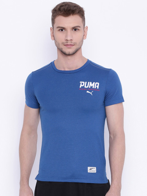 

Puma Men Blue Style Tec Solid Round Neck DryCELL T-shirt