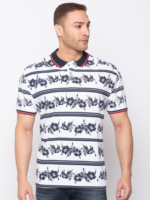 

Status Quo Men White Typography Printed Polo Collar T-shirt