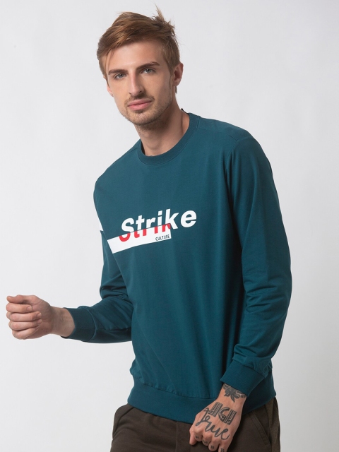 

Status Quo Men Teal Typography Printed Applique Slim Fit T-shirt