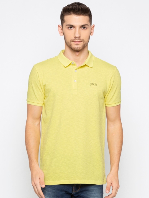 

Status Quo Men Yellow Polo Collar Slim Fit T-shirt