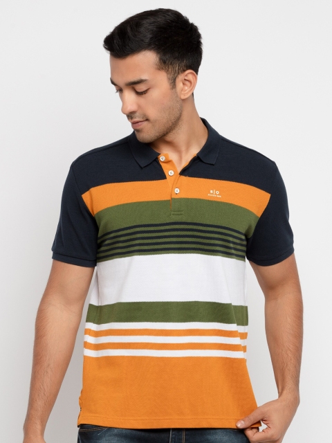 

Status Quo Men Multicoloured Striped Polo Collar T-shirt, Multi