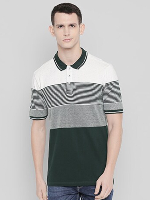

Status Quo Men Green Colourblocked Polo Collar Slim Fit T-shirt