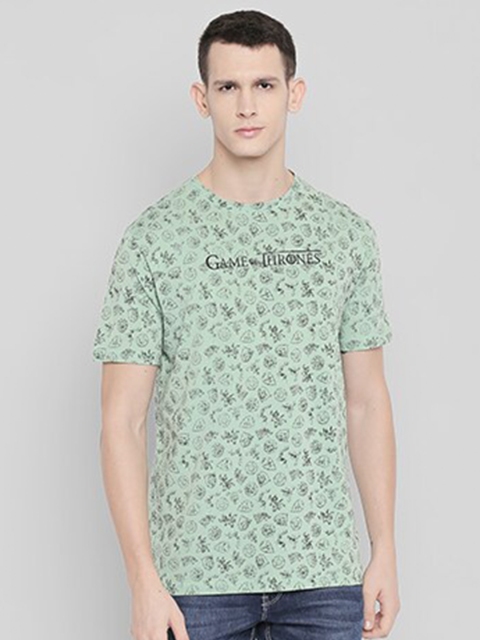 

Status Quo Men Green Typography Printed Slim Fit T-shirt