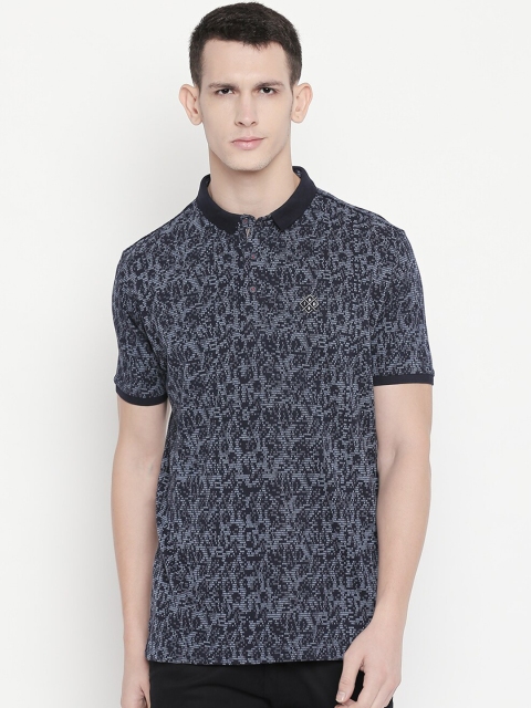 

Status Quo Men Navy Blue Polo Collar Slim Fit T-shirt