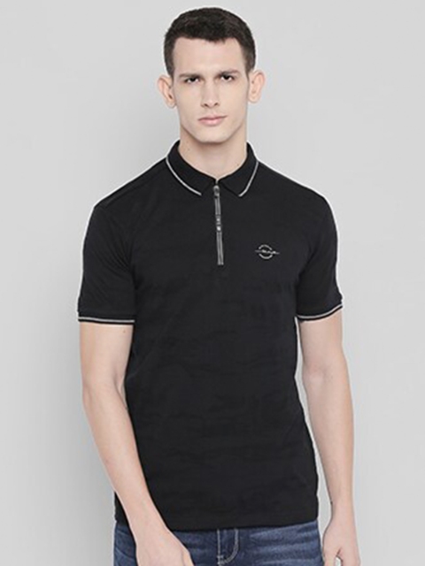

Status Quo Men Black Mandarin Collar Slim Fit T-shirt