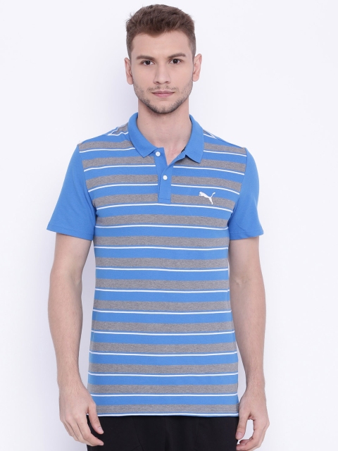 

Puma Men Blue Race Striped Pique Polo Collar T-shirt