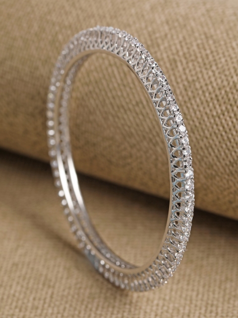 

Clara 92.5 Sterling Silver Rhodium-Plated & White AD-Studded Bangle
