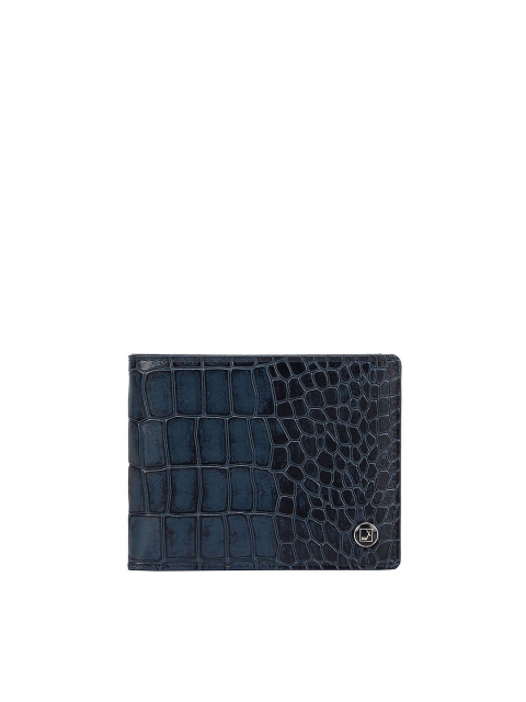 

Da Milano Men Blue & Gunmetal-Toned Textured Leather Two Fold Wallet