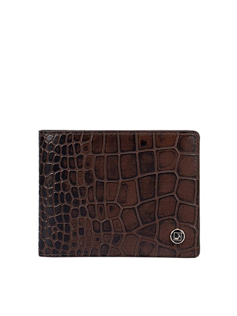 

Da Milano Men Brown & Gunmetal-Toned Textured Leather Two Fold Wallet
