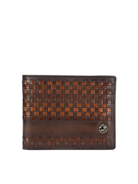 

Da Milano Men Brown & Black Textured Leather Two Fold Wallet