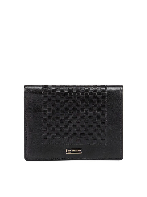 

Da Milano Men Black & Gold-Toned Textured Leather Two Fold Wallet