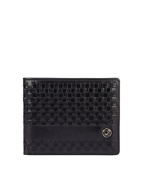 

Da Milano Men Black Textured Leather Two Fold Wallet