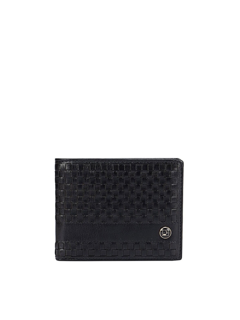 

Da Milano Men Black Textured Leather Two Fold Wallet