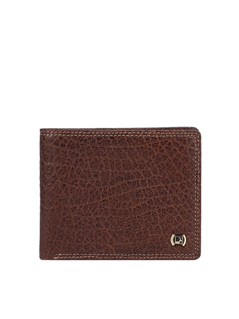 

Da Milano Men Brown Textured Leather Two Fold Wallet