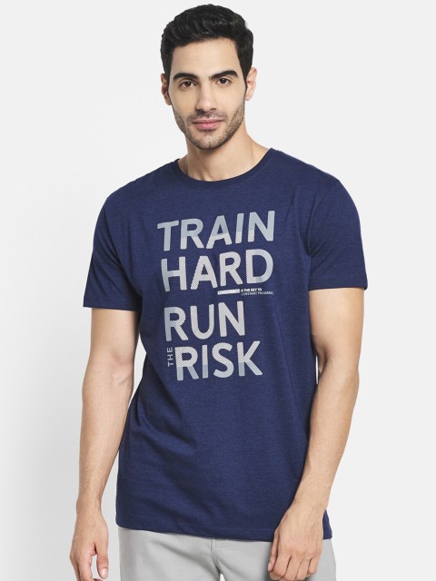 

Octave Men Blue Typography Printed T-shirt