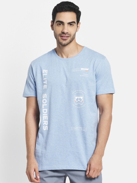 

Octave Men Blue Typography Star Wars Printed Raw Edge T-shirt