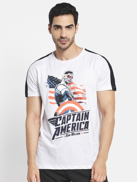 

Octave Men White Typography Captain America Printed Applique T-shirt