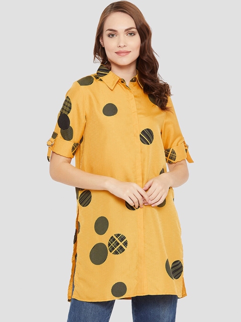 

Madame Women Mustard Printed Casual Shirt