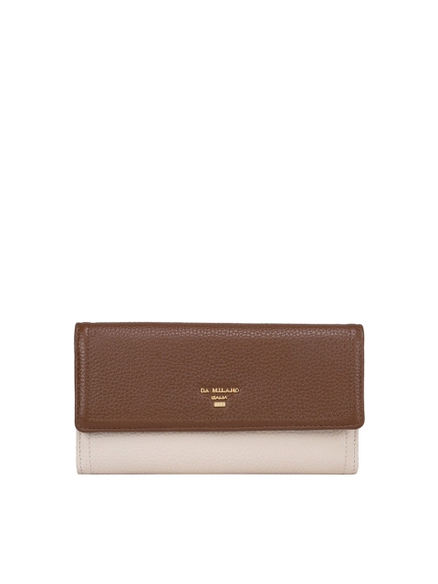 

Da Milano Women Brown & White Leather Three Fold Wallet