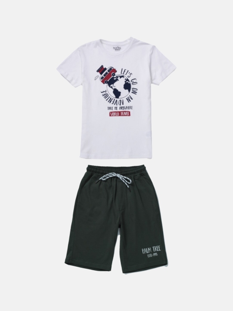 

Gini and Jony Boys Olive Green Printed Shorts