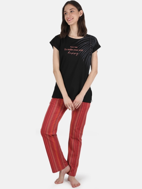 

Monte Carlo Women Black & Red Printed Night suit
