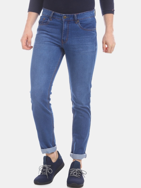 

Newport Men Blue Slim Fit Low-Rise Low Distress Light Fade Jeans