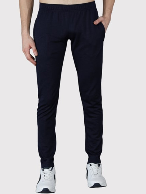 

PockMAN Men Navy Blue Textured Dry Fit Sports Track Pants