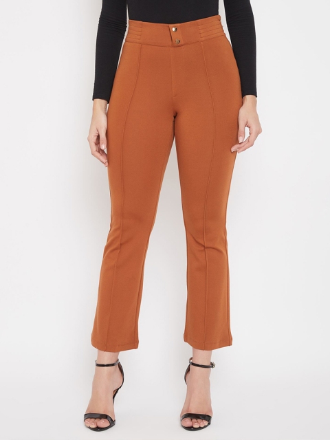 

Madame Women Tan-Brown Solid Treggings