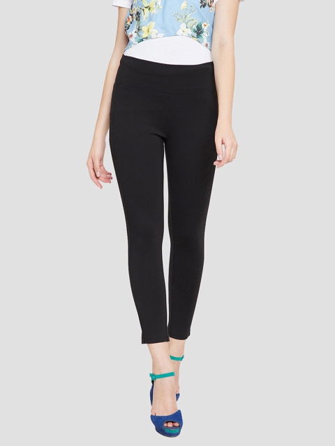 

Madame Women Black Solid Slim Fit Treggings