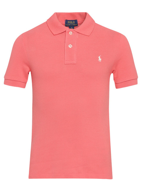 

Polo Ralph Lauren Boys Peach-Coloured Solid Cotton Tshirts