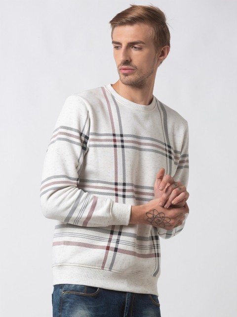 

Status Quo Men Off White Striped Sweatshirt