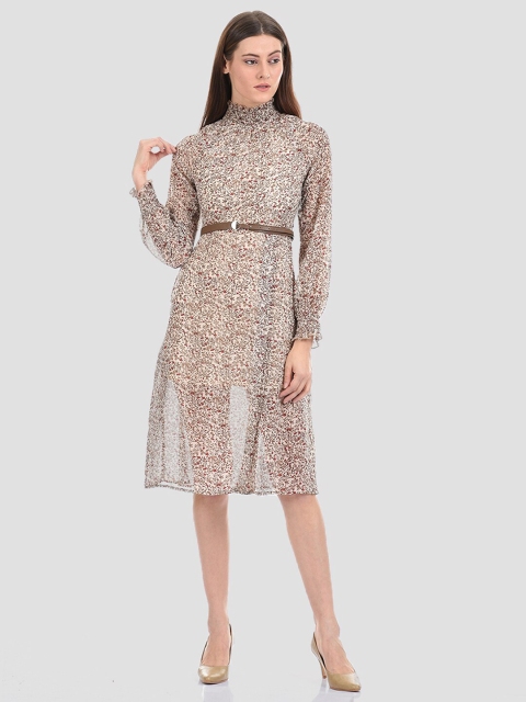 

Madame Beige Animal Georgette A-Line Dress