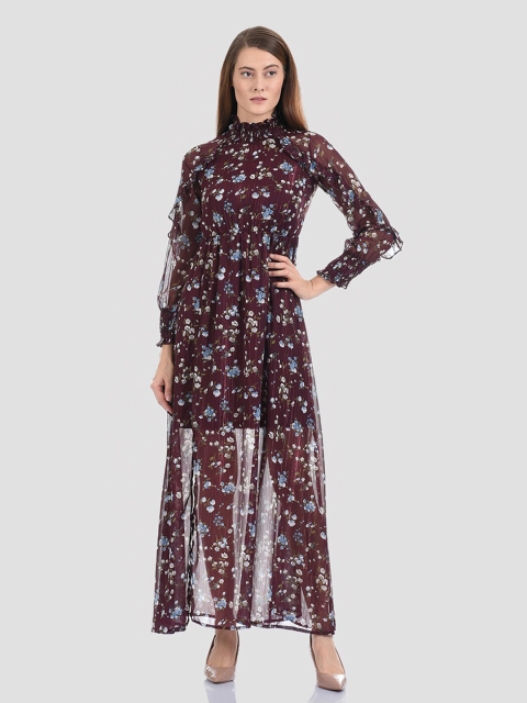 

Madame Purple Floral Georgette Maxi Dress