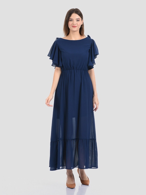 

Madame Navy Blue & bleached denim Georgette Maxi Dress