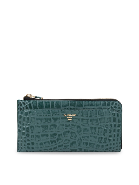 

Da Milano Unisex Green Textured Leather Zip Around Wallet