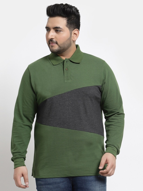 

Kalt Men Green Polo Collar Applique T-shirt