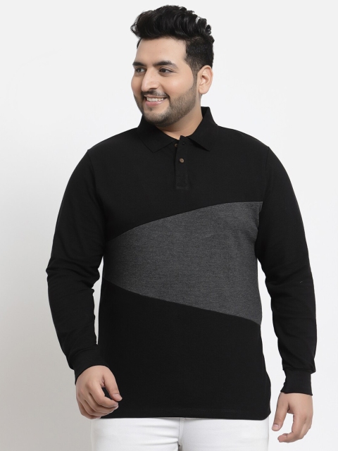 

Kalt Men Black Colourblocked Polo Collar T-shirt