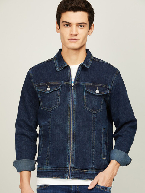 

Fame Forever by Lifestyle Men Blue Washed Lightweight Denim Jacket