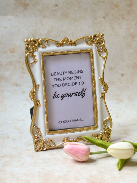 

Nestasia Gold-Colored & White Decorative Photo Frame