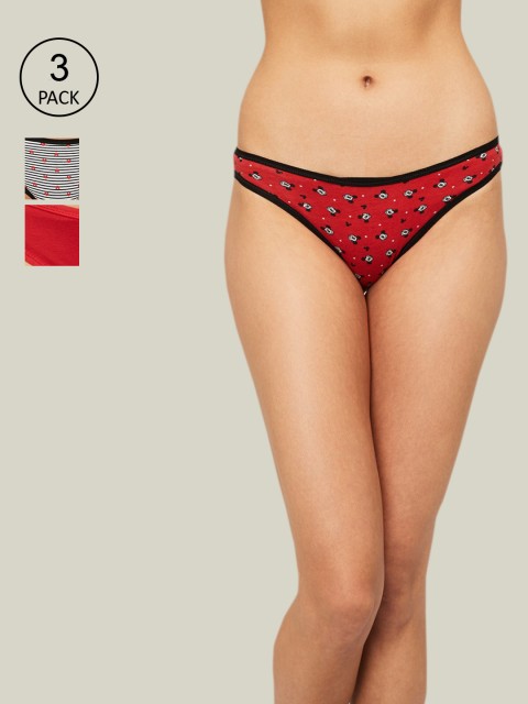 

Ginger by Lifestyle Women Pack Of 3 Cotton Basic Briefs, Red