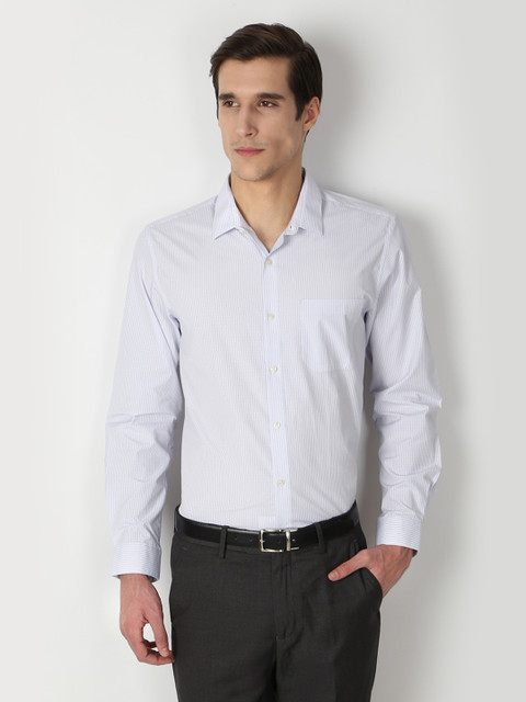 

Peter England Men White & Blue Striped Formal Shirt