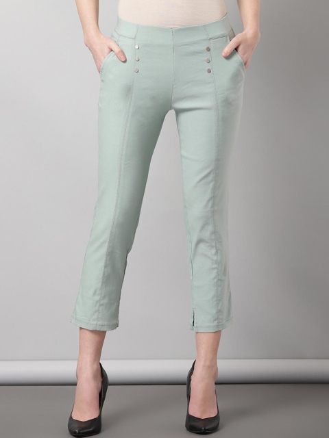 

Lakshita Women Olive Green Comfort Straight Fit Trousers