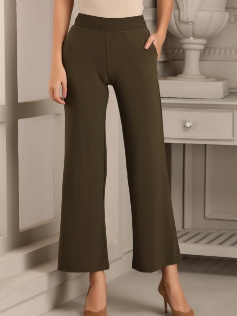 

Lakshita Women Olive Green Relaxed Loose Fit Trousers