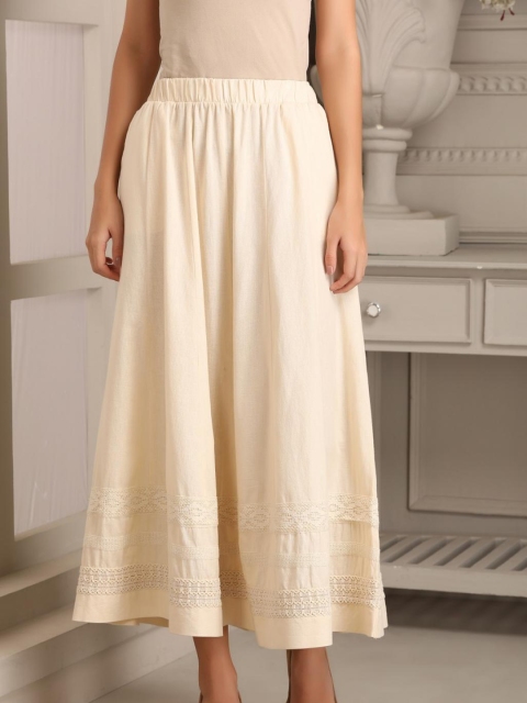 

Lakshita Women Off White Solid A-Line Maxi Skirt