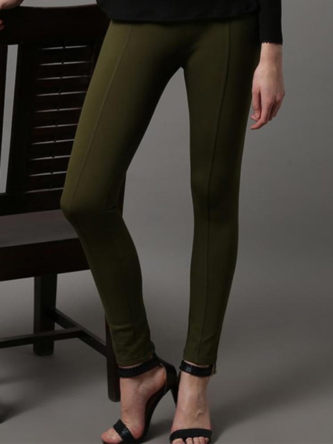

Lakshita Women Olive-Green Solid Skinny-Fit Jeggings